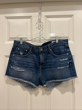 rag & bone Distressed Dark Blue Denim Cutoff Shorts